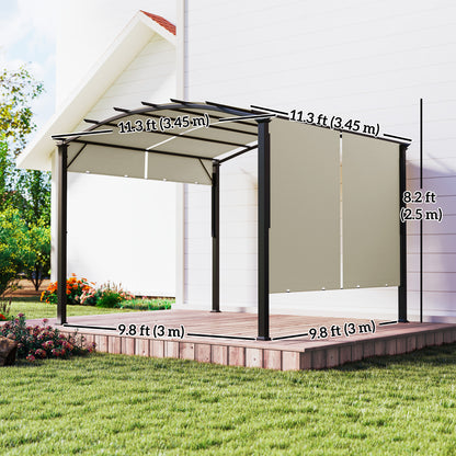 11' x 11' Retractable Pergola Canopy for Patio, Backyard, Beige