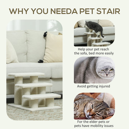 18" 3 Tier Pet Stairs Dog Cat Step Scratch Post Furniture, Beige