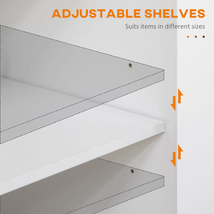 Kitchen Island with Storage, Rolling Cart Trolley with Rubberwood Top, Adjustable Shelf, Drawer, Spice Rack, White