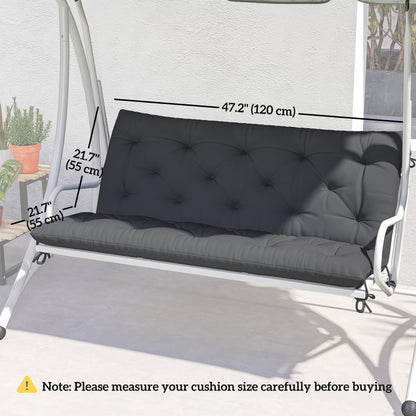 2 Seater Garden Bench Cushion, Soft Thick Outdoor Non-Slip 2 Seater Soft Pad With Backrest for Garden Patio, 47" x 43" x 5", Black