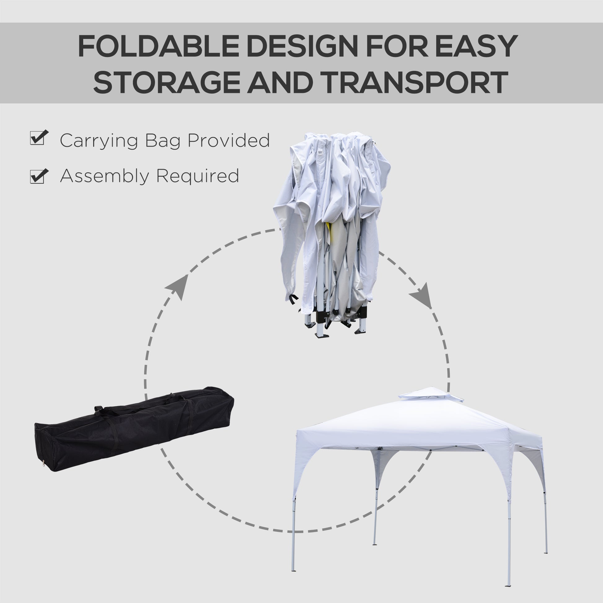 10'x10' Pop Up Canopy, Easy Set Up Party Tent with 2 Tier Vented Roof and Carrying Bag for Outdoor, Garden, Camping, White