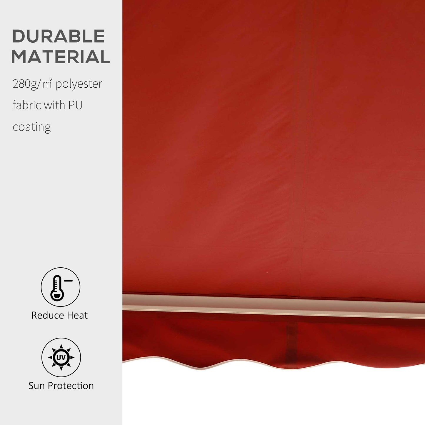 8'x7' Patio Awning Manual Retractable Sun Shade Outdoor Deck Canopy Shelter, Wine Red