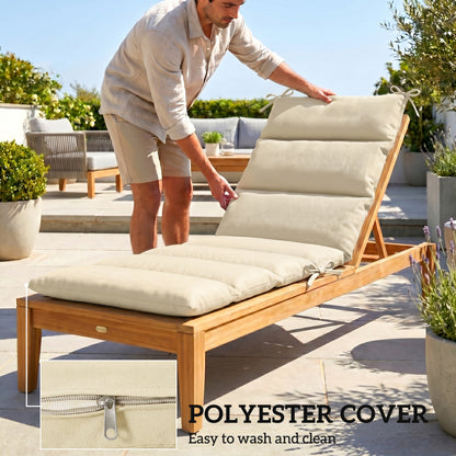 Outdoor Lounge Chair Cushion with Zipper Reversible Chaise Lounge Cushion for Patio Indoor/Outdoor Beige
