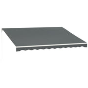 13' x 10' Electric Awning, Retractable Awning Sun Shade Shelter with Remote Controller, Manual Crank Handle and Aluminum Frame, for Deck, Balcony, Yard, Grey