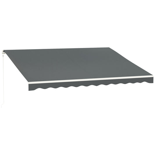 13' x 10' Electric Awning, Retractable Awning Sun Shade Shelter with Remote Controller, Manual Crank Handle and Aluminum Frame, for Deck, Balcony, Yard, Grey
