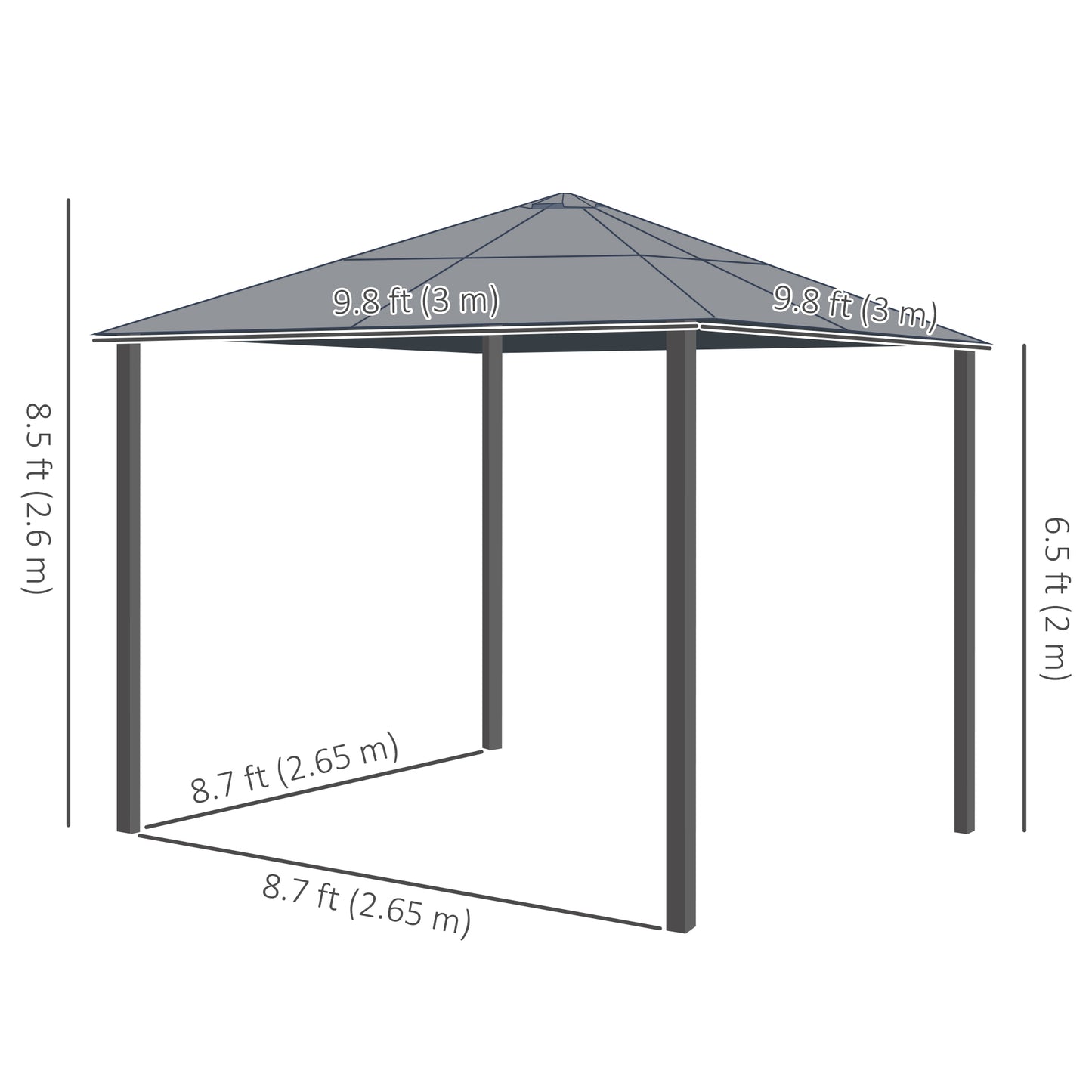 10 x 10 ft Hard Top Gazebo Canopy, Outdoor Patio Shelter with Heavy-Duty Metal Frame, Sun Shade with Curtains and Waterproof Roof for Backyard, Beige Coffee