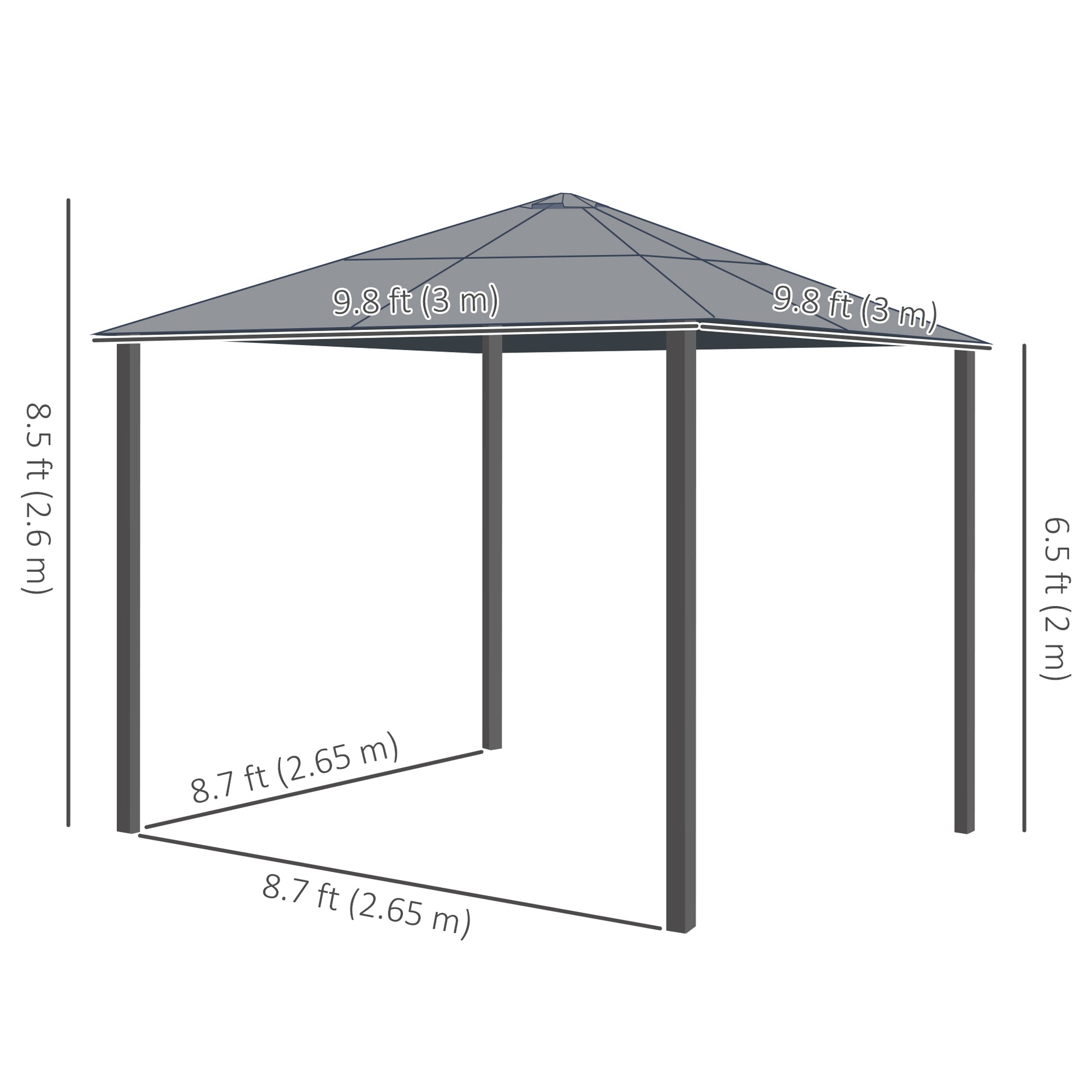 10 x 10 ft Hard Top Gazebo Canopy, Outdoor Patio Shelter with Heavy-Duty Metal Frame, Sun Shade with Curtains and Waterproof Roof for Backyard, Beige Coffee