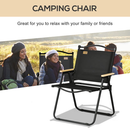 Camping Chair, Lightweight Folding Chair, Portable Armchair, Excellent for Festivals, Fishing, Black
