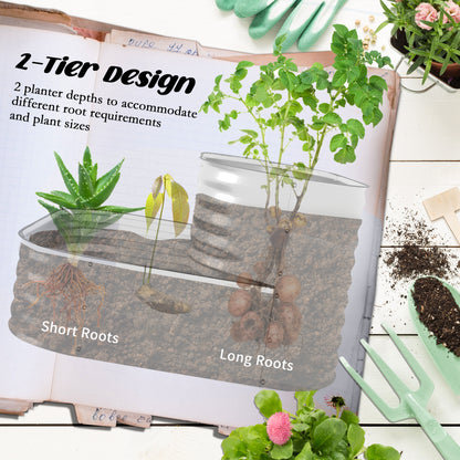 3.4'x3.4'x1' Outdoor Raised Garden Bed, 2-Tier Galvanized Planter Box with Safety Edging for Vegetable, Flower, Fruit