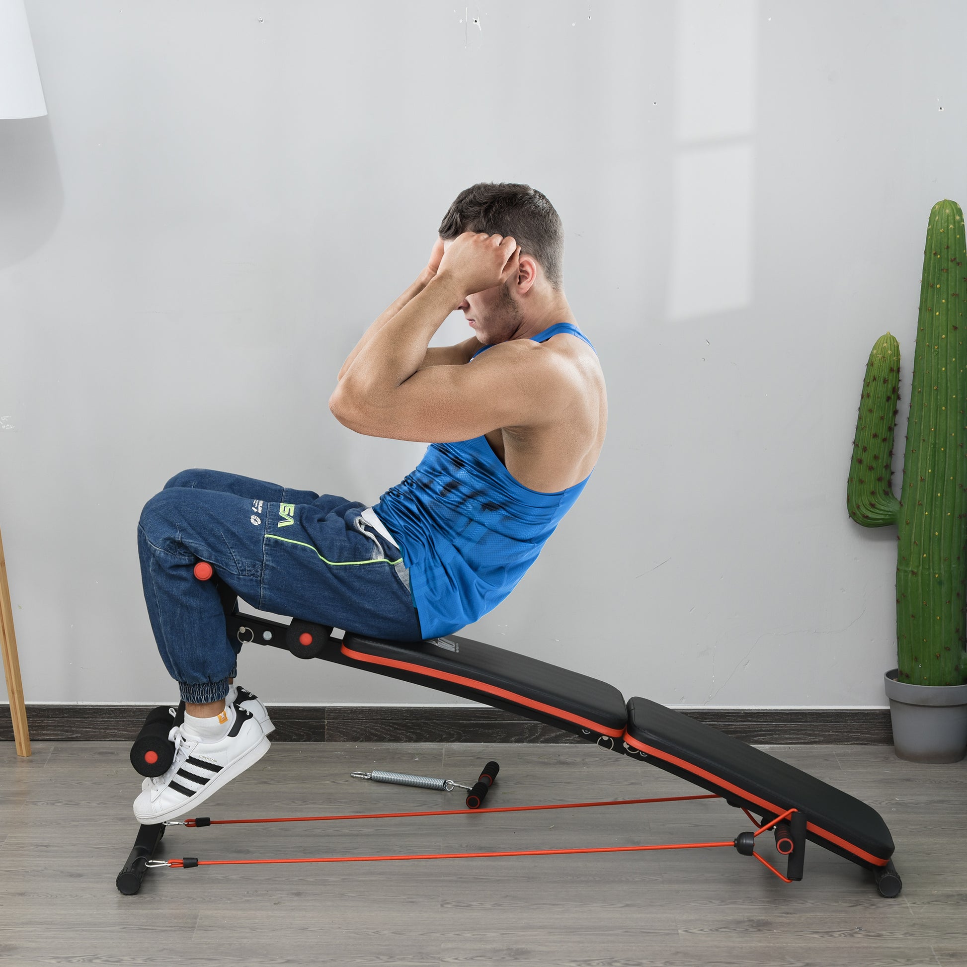 Soozier Foldable Sit Up Bench Core Workout for Home Gym Black