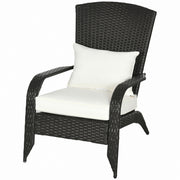 Patio Wicker Adirondack Chair, Outdoor Rattan Muskoka Chair with Cushions for Patio, Garden, Backyard, Cream