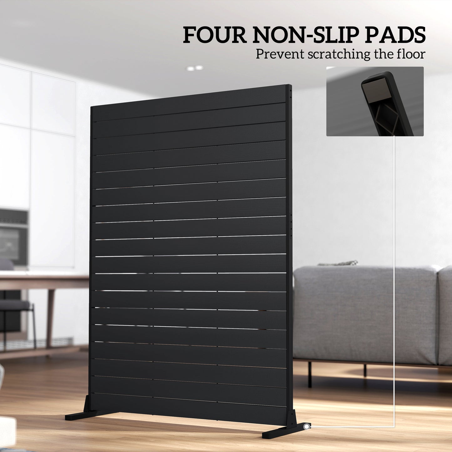 Outdoor Privacy Screen, 47.2" x 68.5" HDPE Decorative Screen Panel with Stand, Freestanding Privacy Panel, Black