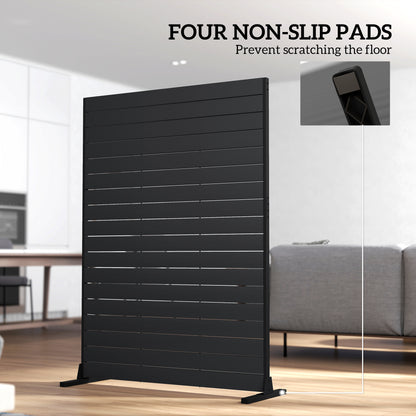 Outdoor Privacy Screen, 47.2" x 68.5" HDPE Decorative Screen Panel with Stand, Freestanding Privacy Panel, Black