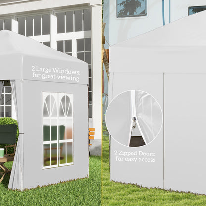 6.6'x6.6' Pop Up Canopy Tent with Sidewalls, Instant Sun Shelter Camping Gazebo with Carry Bag, White