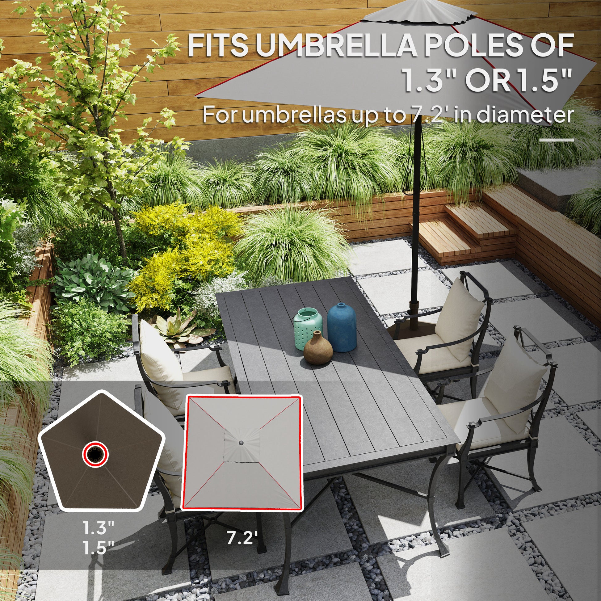 Patio Umbrella Base Holder, Heavy Duty Outdoor Umbrella Stand Base, Poolside, Brown