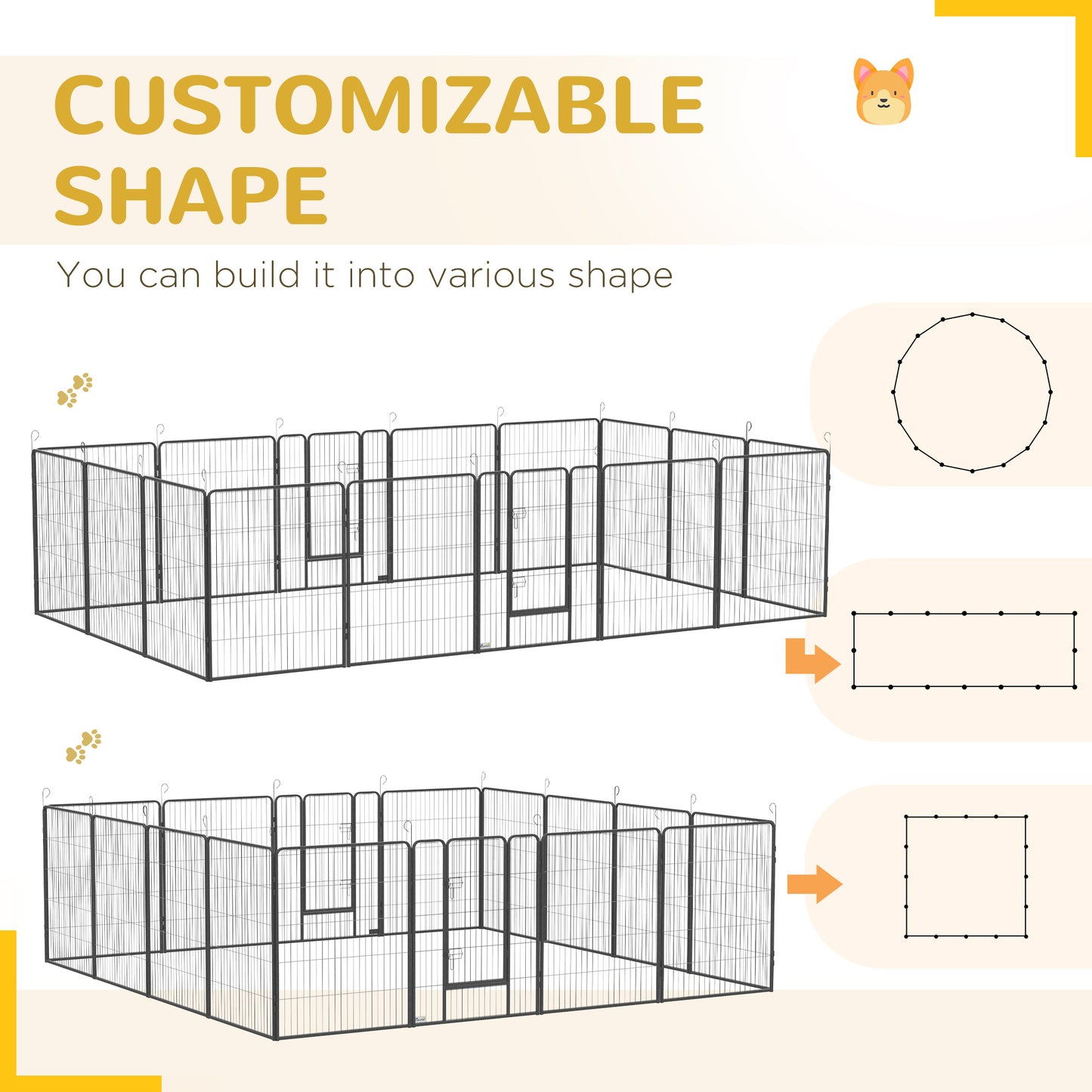 16 Panel 39" Height Heavy Duty Dog Playpen for Small Medium Large Dogs, Grey