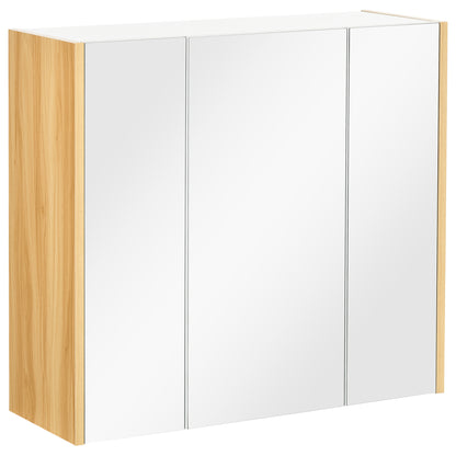 Wall Mounted Medicine Cabinet with Mirror Wall Mirror Cabinet with 3 Doors and Adjustable Storage Shelves White