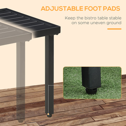 Outdoor Side Table, Patio End Table with Umbrella Hole, Small Coffee Table with Steel Frame for Balcony, Black