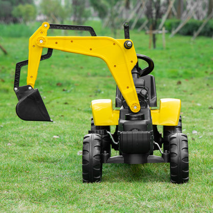 Aosom Ride on Tractor for Kids, Pedal Excavator Ride on Toy for 3 Year Old, Yellow
