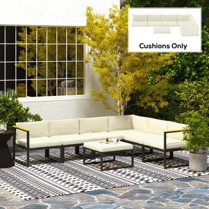 Replacement Cushions for Rattan Furniture, 14 Piece Outdoor Seat Cushion Pad for Patio Set, 7 Seat and 7 Back, Cream