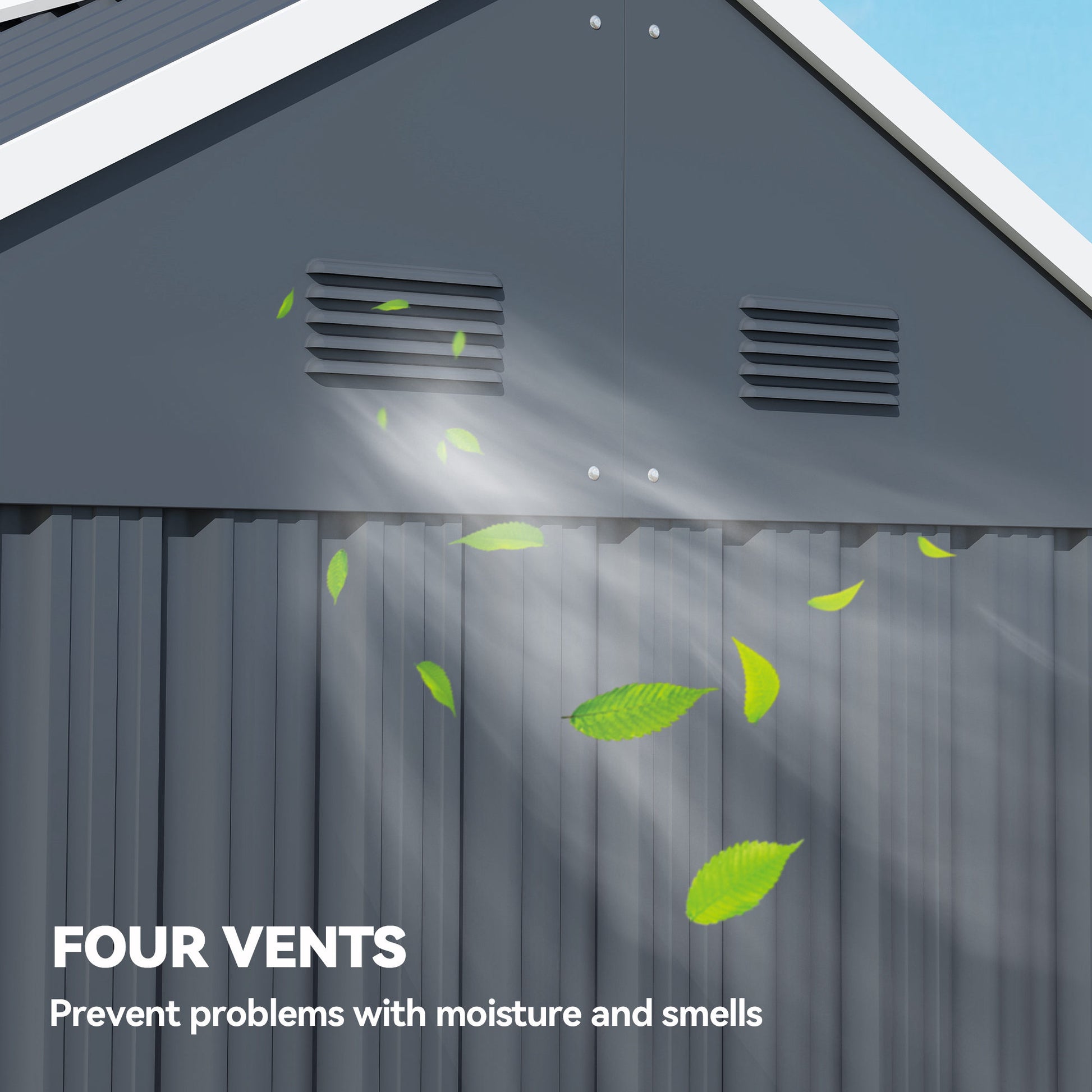 7' x 5.5' Metal Garden Storage Shed, Outdoor Tool Storage House with Lockable Door, Vents, Sloped Roof, Dark Grey