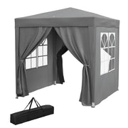 6.6'x6.6' Pop Up Canopy Tent with Sidewalls, Instant Sun Shelter Camping Gazebo with Carry Bag, Grey