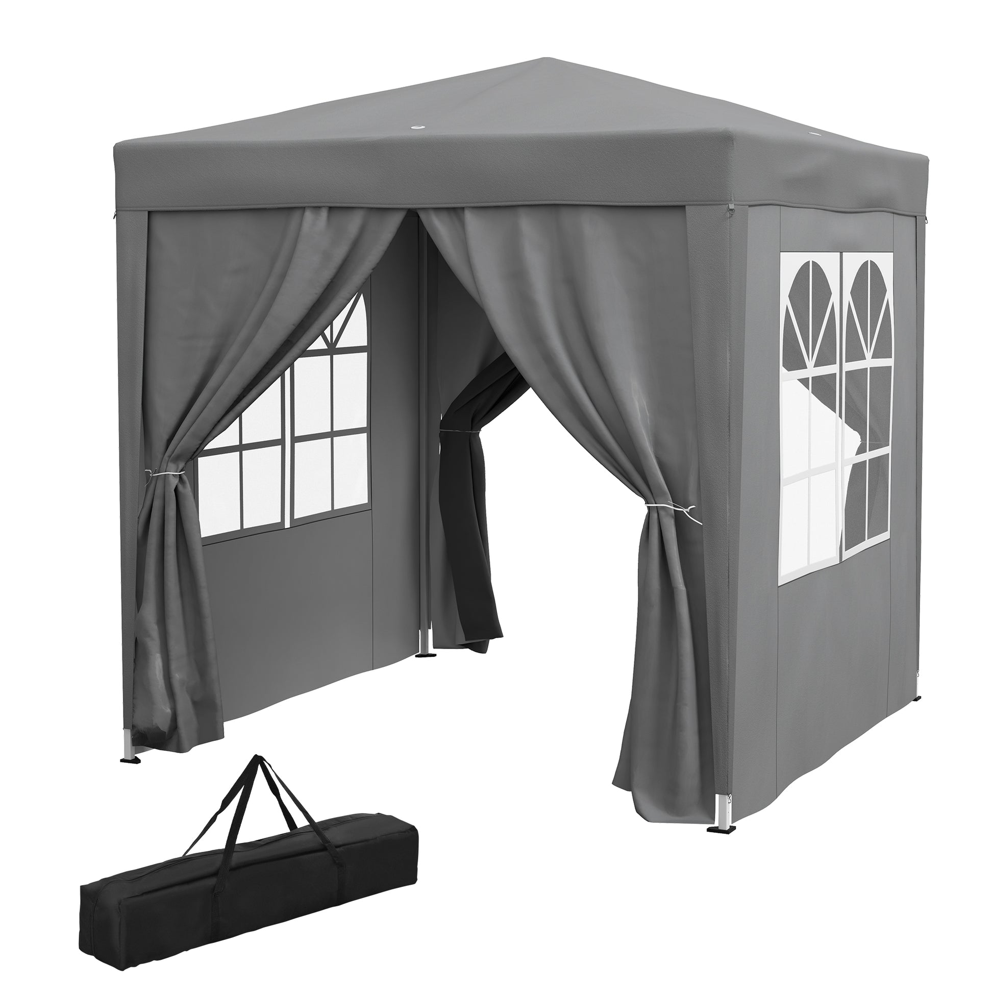 6.6'x6.6' Pop Up Canopy Tent with Sidewalls, Instant Sun Shelter Camping Gazebo with Carry Bag, Grey