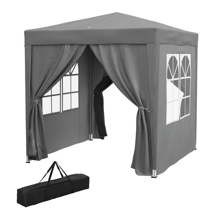 6.6'x6.6' Pop Up Canopy Tent with Sidewalls, Instant Sun Shelter Camping Gazebo with Carry Bag, Grey