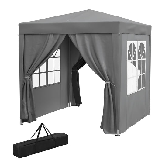 6.6'x6.6' Pop Up Canopy Tent with Sidewalls, Instant Sun Shelter Camping Gazebo with Carry Bag, Grey