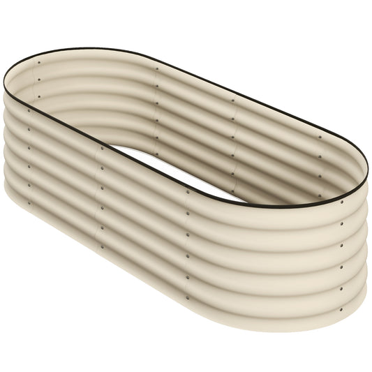 5 x 2 x 1.5 FT Galvanized Steel Raised Garden Bed, Metal Garden Bed Planter Box with Safety Edging, Cream White