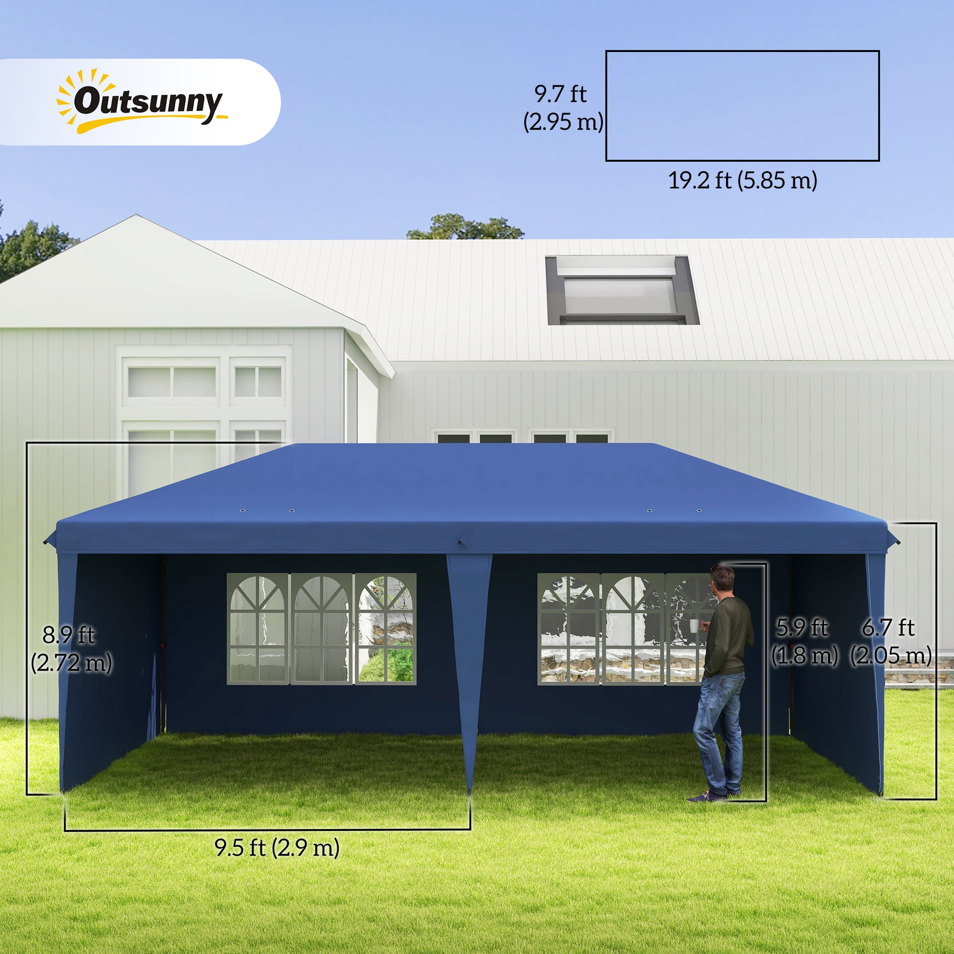 10' x 20' Outdoor Pop Up Canopy Tent Party Tent Instant Shelter W/ Carrying Bag, Blue