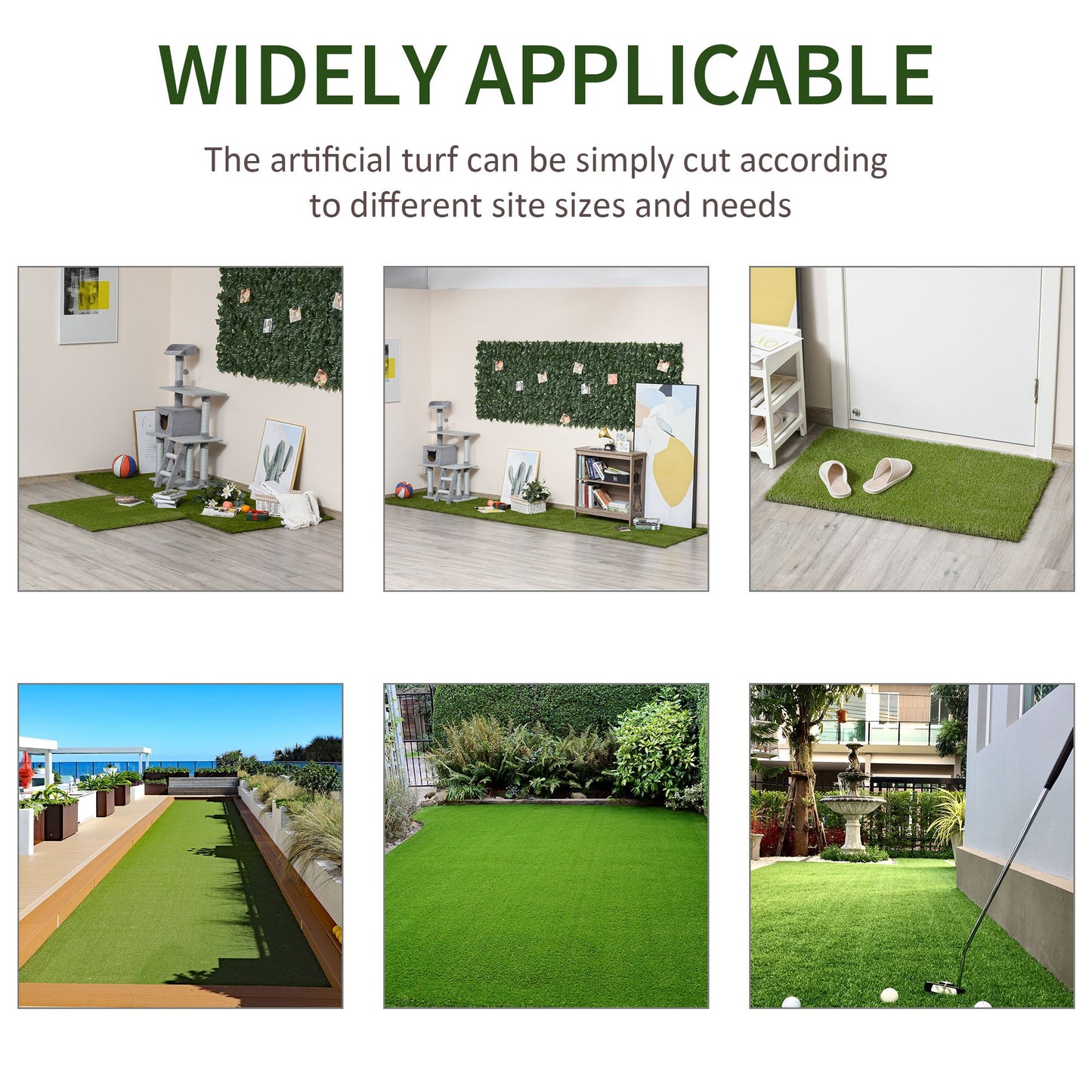 Artificial Grass 10' x 3' (30 Square Feet), Fake Grass Turf with UV Protection, Drain Holes for Rain, Green