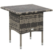 20" Patio Wicker Coffee Table, Outdoor Coffee Table with Plastic Board Underneath the Woven Tabletop for Patio, Garden, Balcony, Mixed Grey