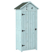 30" x 21" x 71" Garden Storage Shed, Outdoor Tool Utility Storage House with 3 Tier Shelves and Roof, Blue
