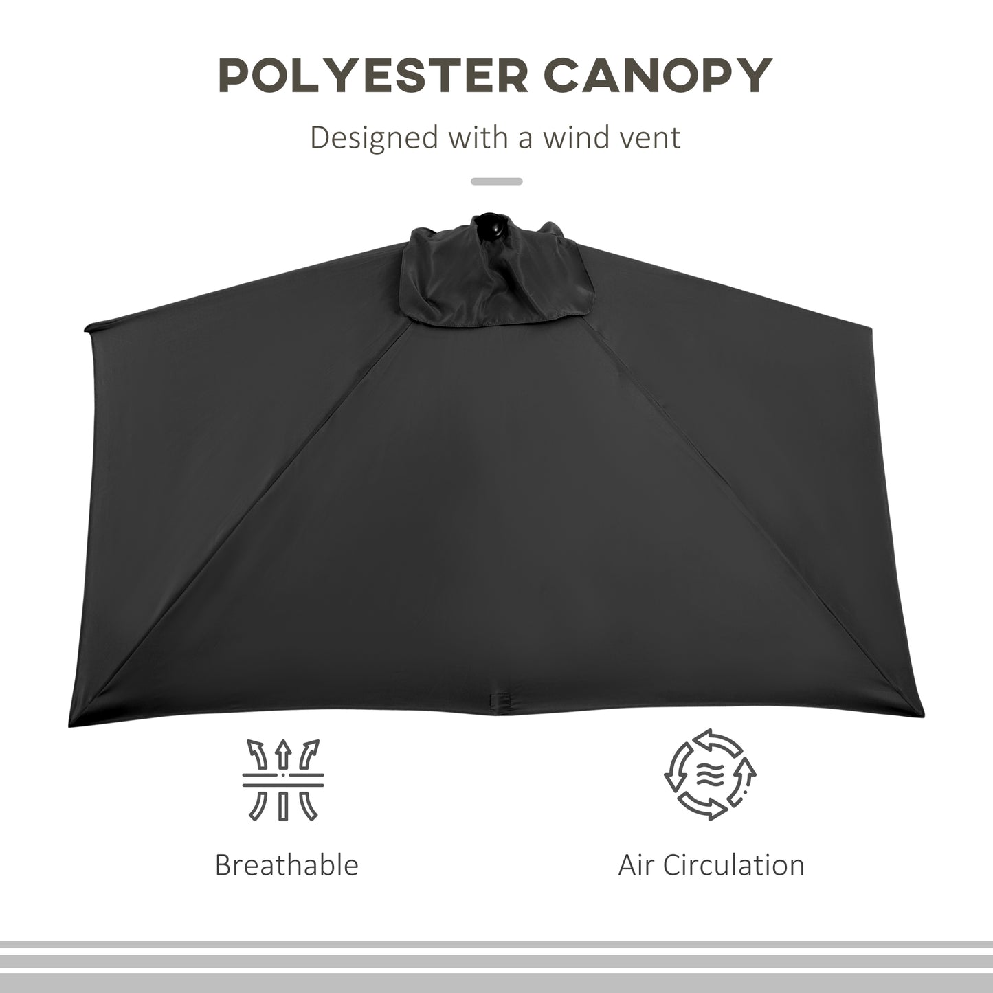 8ft Half Round Umbrella Outdoor Balcony Parasol Patio Garden Outdoor Window Sun Shade w/ 5 Ribs