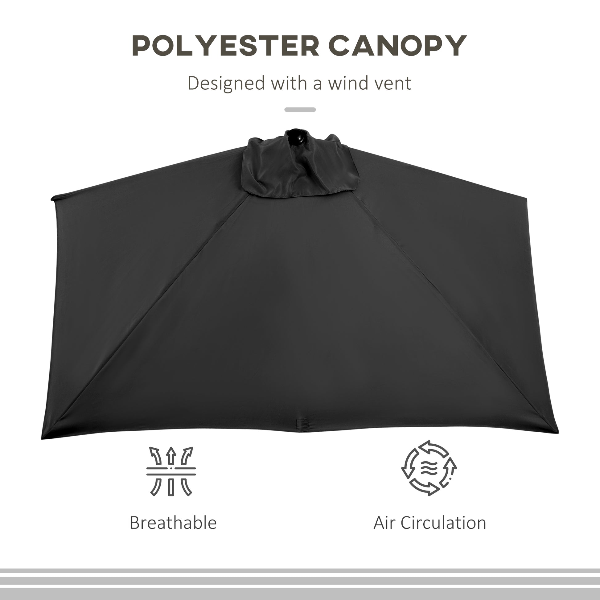 8ft Half Round Umbrella Outdoor Balcony Parasol Patio Garden Outdoor Window Sun Shade w/ 5 Ribs