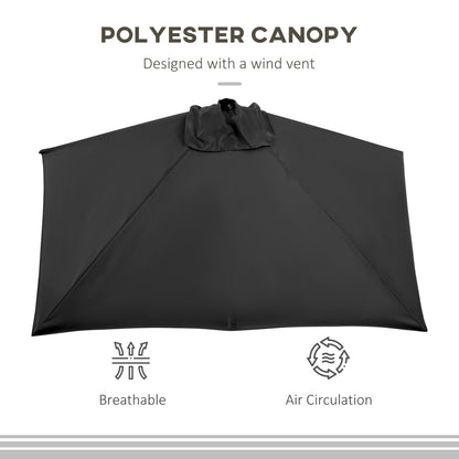 8ft Half Round Umbrella Outdoor Balcony Parasol Patio Garden Outdoor Window Sun Shade w/ 5 Ribs