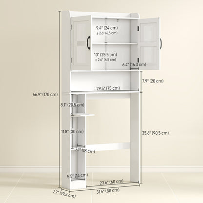 Over the Toilet Storage Cabinet, Bathroom Organizer with Adjustable Shelf, Toilet Paper Holder for Bathroom, Laundry