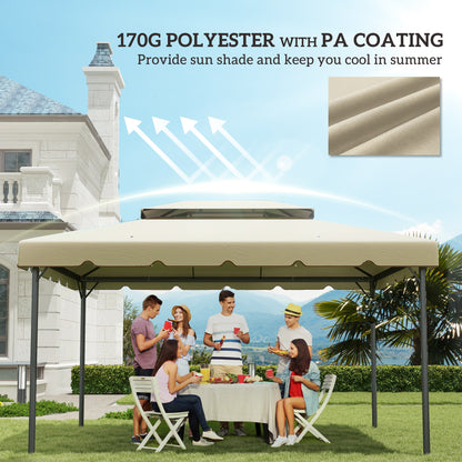 13' x 10' Gazebo Replacement Canopy, Gazebo Top Cover with Double Vented Roof for Garden Patio(TOP ONLY), Beige