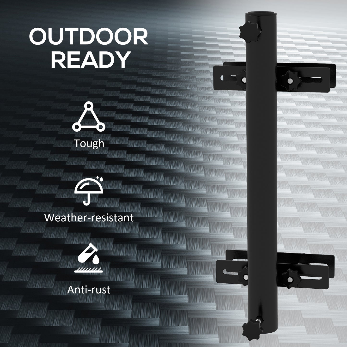 Patio Umbrella Holder Stand for Deck Railing, Umbrella Deck Mount Bracket with Adjustable Clamps, Black