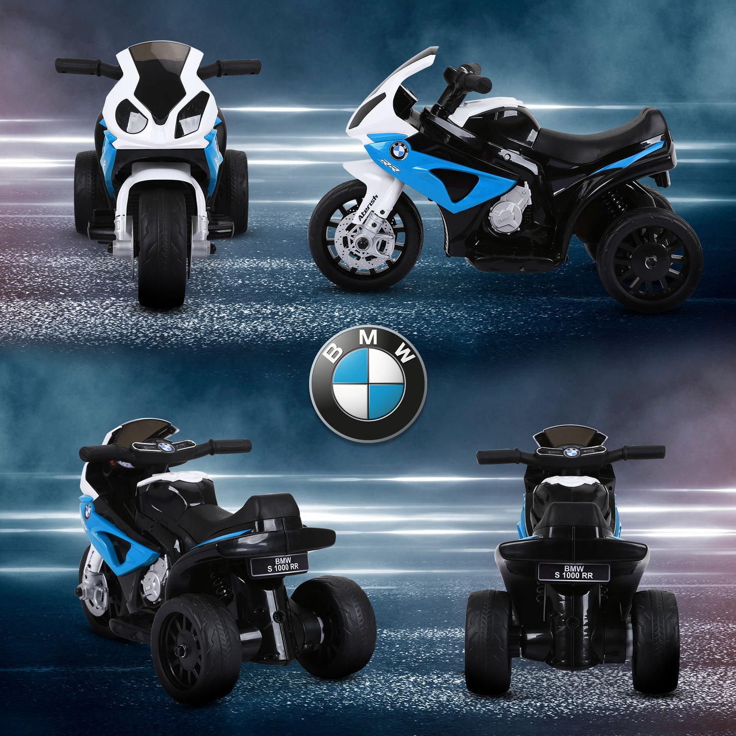 Aosom BMW Licensed 6V Kids Motorcycle with Headlight, Music, Gift for Boys & Girls -Blue
