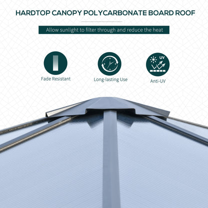 10x10ft Hardtop Gazebo with Aluminum Frame, Polycarbonate Gazebo Canopy with Curtains and Netting