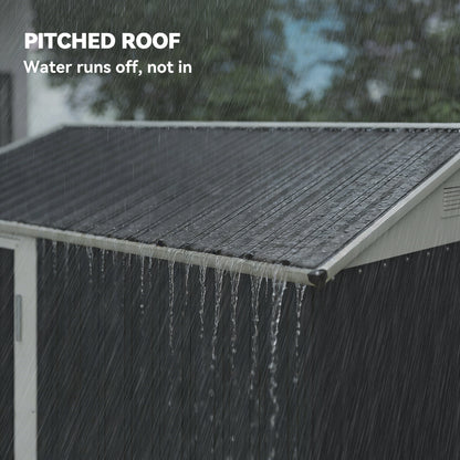 7' x 6' Tall Outdoor Storage Shed, Waterproof Metal Garden Shed with Gloves, Lockable Door, Dark Grey