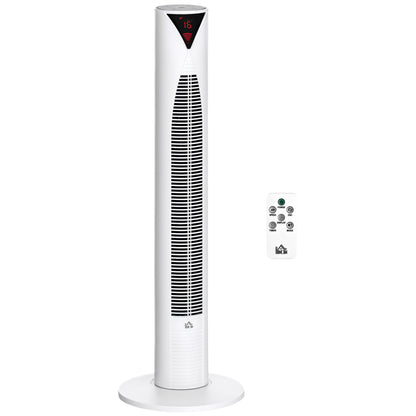 Freestanding Tower Fan Cooling for Home Bedroom with 3 Speed, 12h Timer, Oscillating, LED Sensor Panel, Remote Controller, White