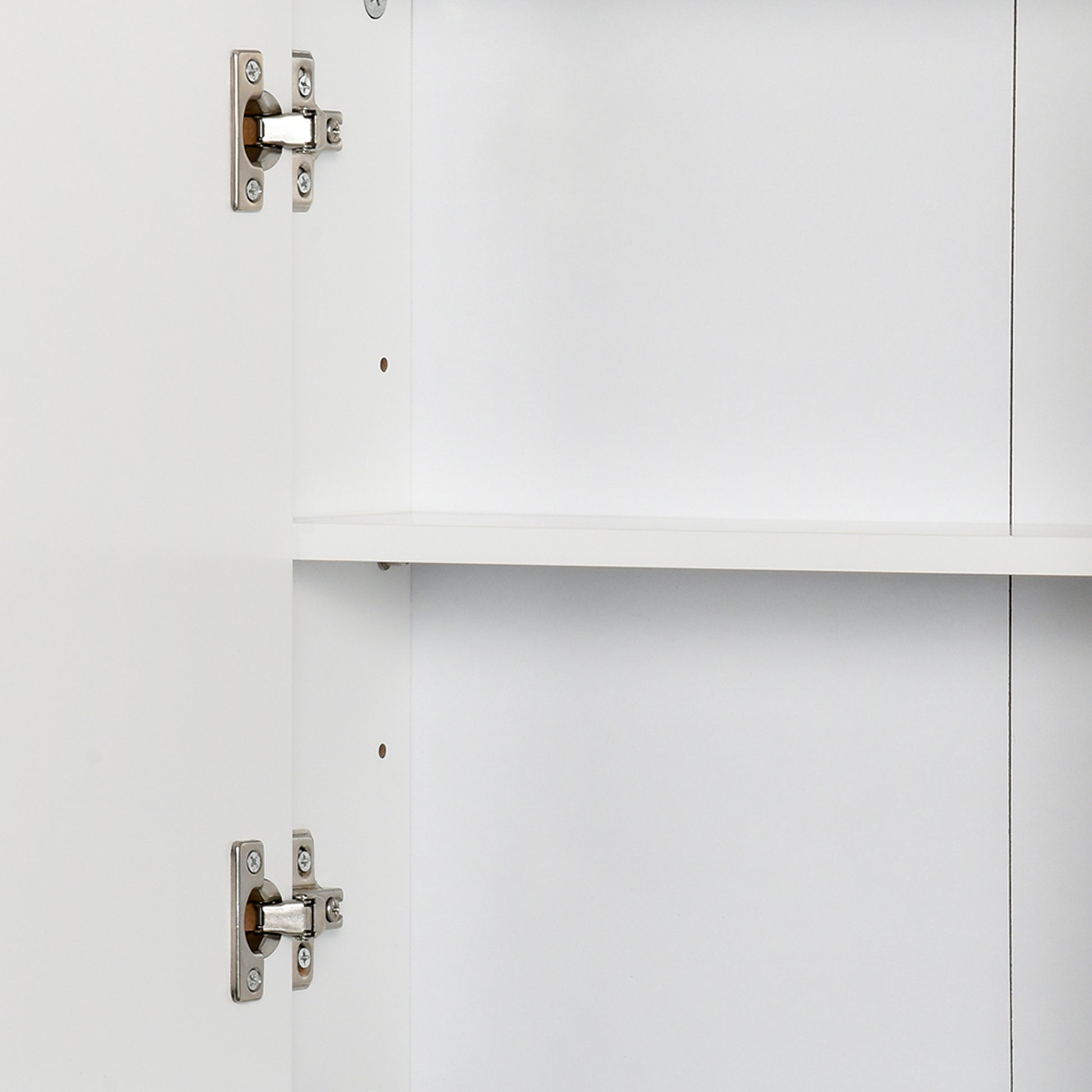 Wall Mounted Bathroom Medicine Cabinet Mirrored Cabinet with Hinged Door 2-Tier Storage Shelves White