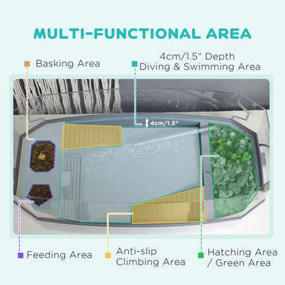 Turtle Tank Kit, Turtle Aquarium with Basking Platform, Water Pump, Filter Layer Design, Reptile Habitat