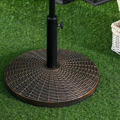 55 lbs Round Cement Patio Umbrella Base 21" Heavy Duty HDPE Parasol Umbrella Stand Holder with Rattan Design for Patio, Outdoor, Backyard, Bronze