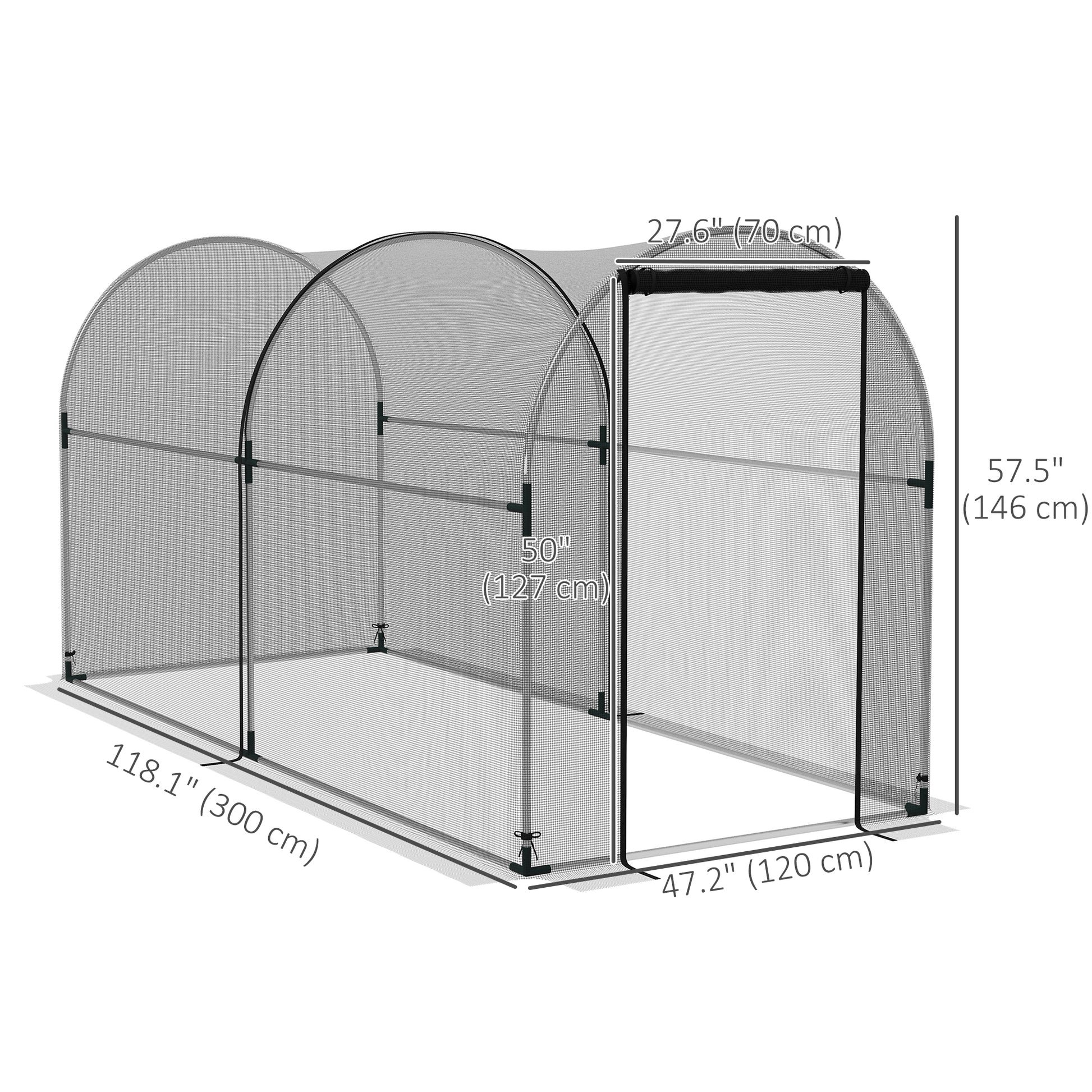 9.8' x 3.9' Crop Cage with Zipper Roll-Up Door, Mesh Plant Protection Tent from Animals with Galvanised Steel Frame