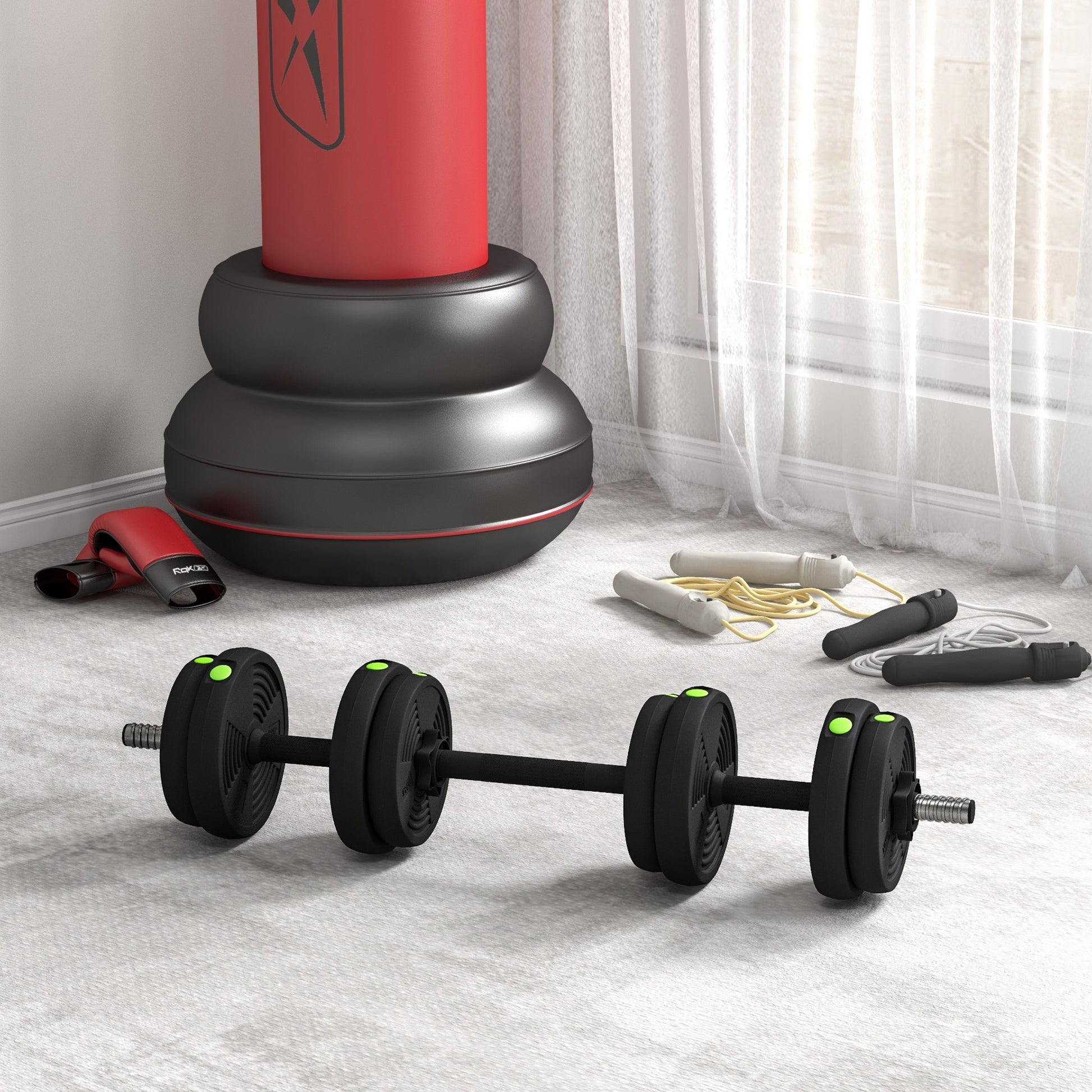 Soozier 33LBS 2-in-1 Adjustable Barbell & Dumbbells Set, Weights Set with Non-slip Handles for Men and Women Home Gym Training