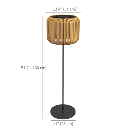 Wicker Outdoor Floor Lamp, Cordless Solar Lantern with Auto On/Off LED Lights, IP44 for Patio, Porch, Pathway, Yellow